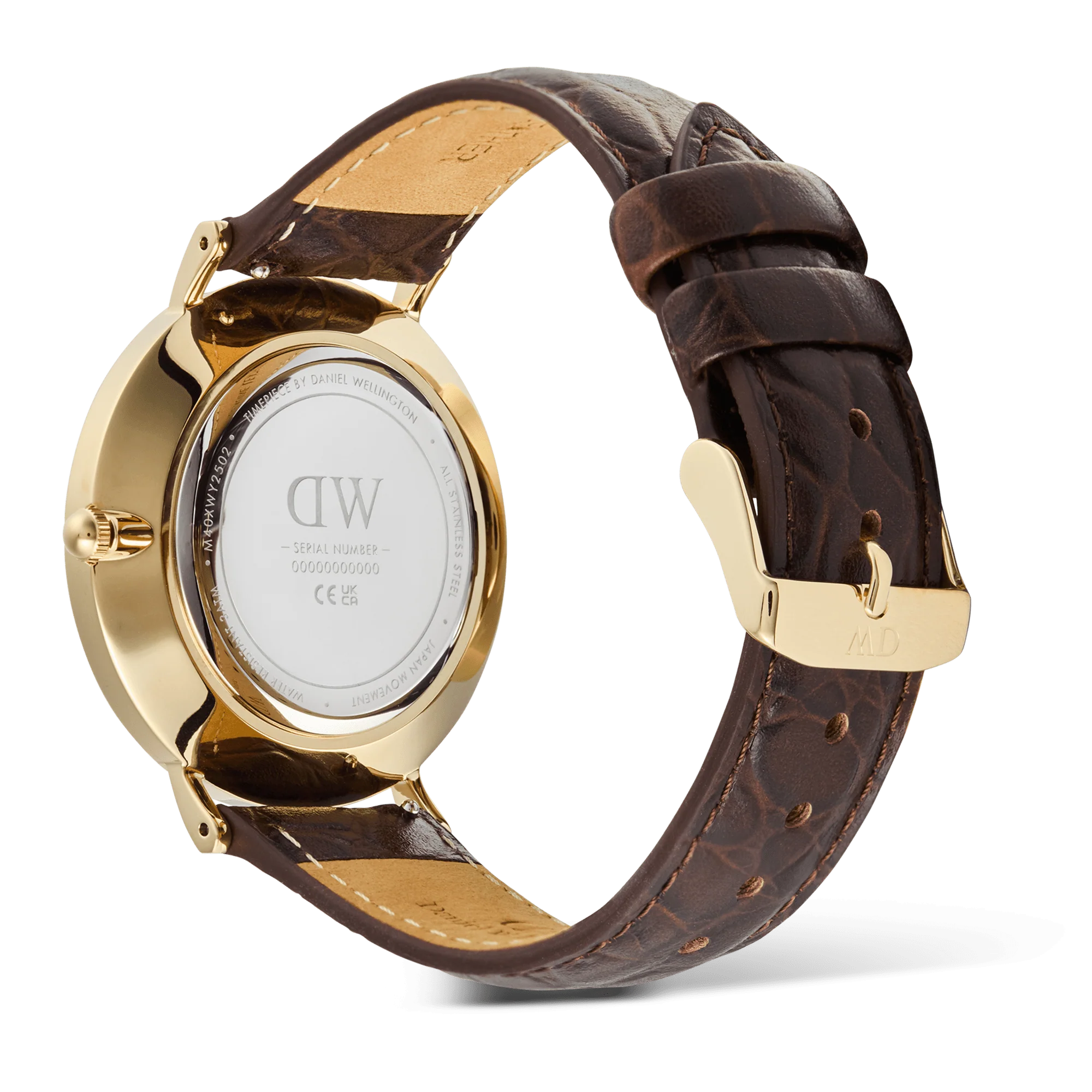 Classic Roman Numerals Date Dark Brown Croc Belly Gold - Image 5