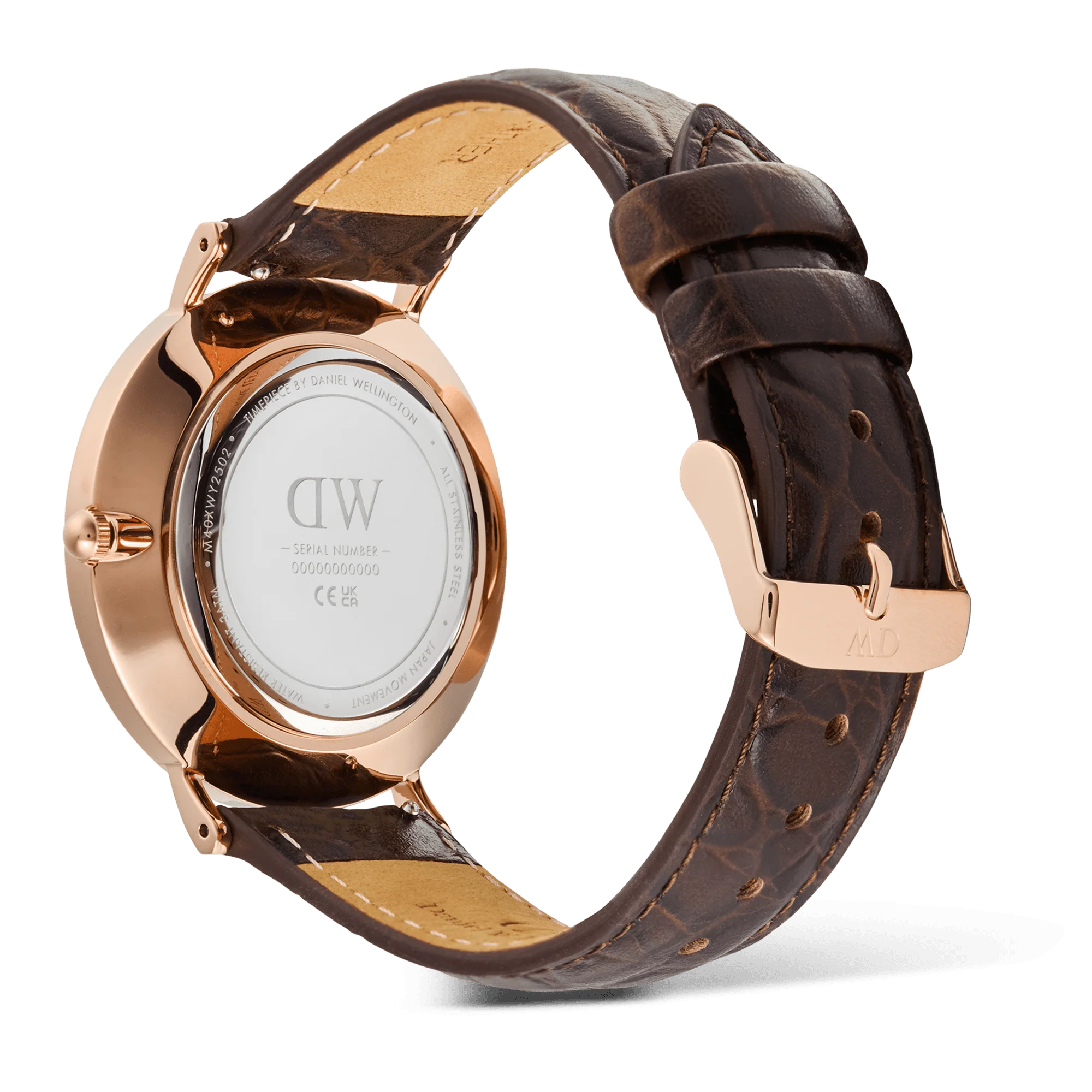 Classic Roman Numerals Date Dark Brown Croc Belly Rose Gold - Image 5