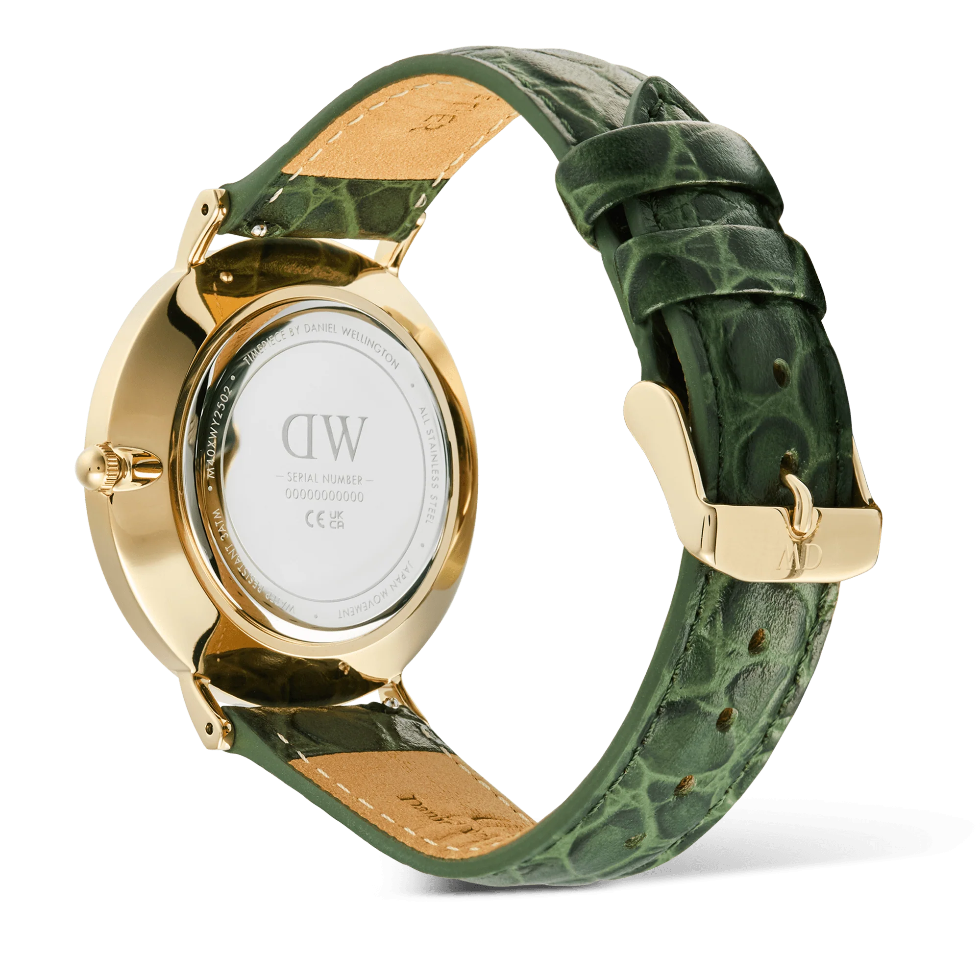Classic Roman Numerals Date Dark Green Croc Belly Gold - Image 5