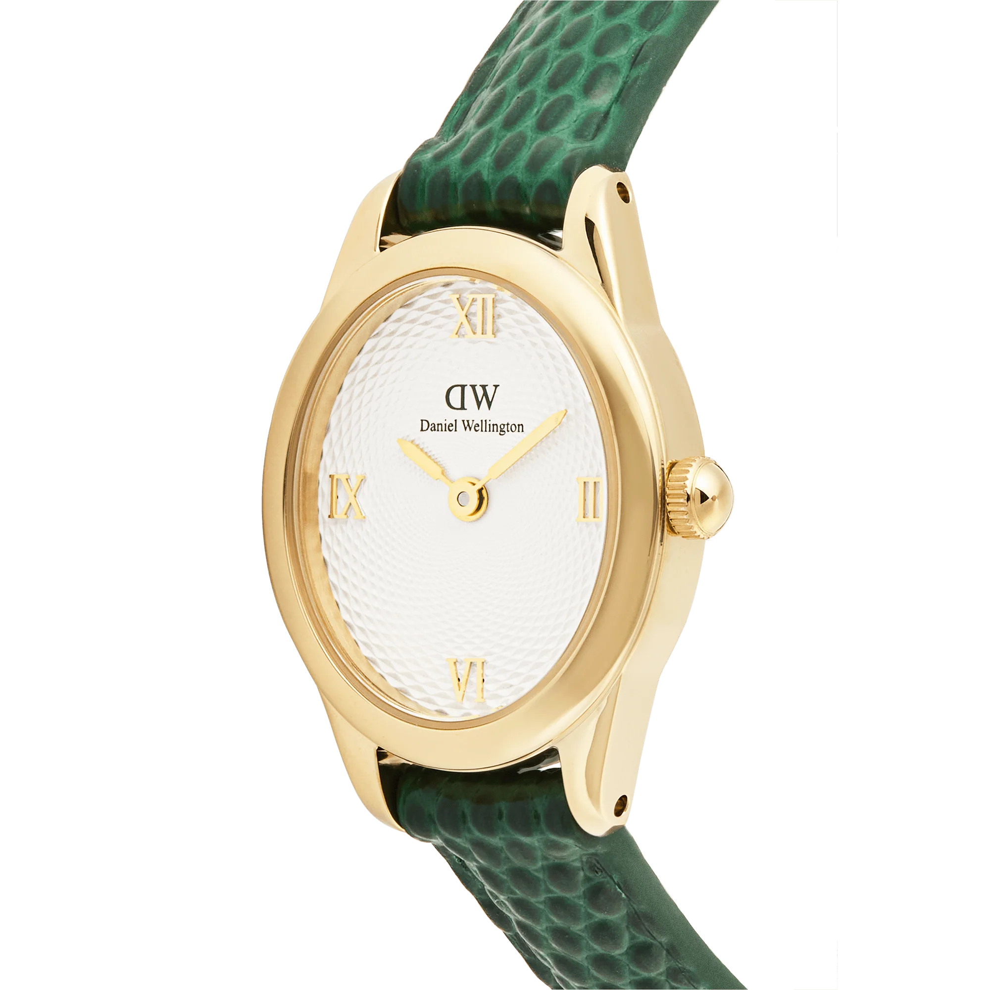 Ophelia Mini Green Lizard White Guilloché Gold - Image 3