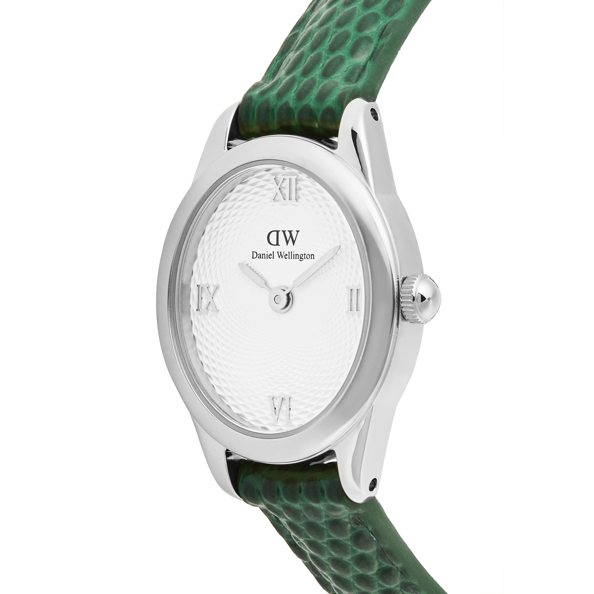 Ophelia Mini Green Lizard White Guilloché Silver - Image 3