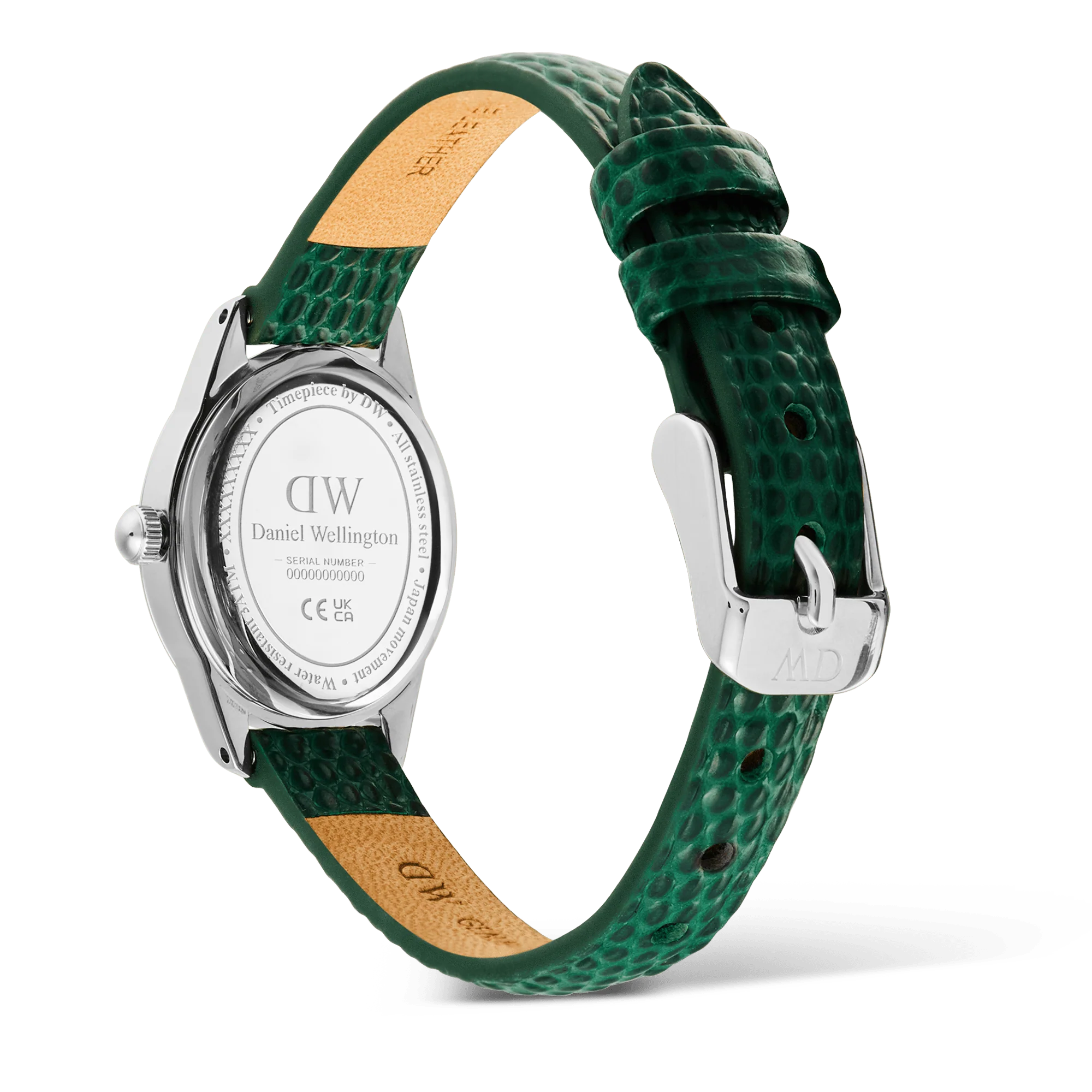 Ophelia Mini Green Lizard White Guilloché Silver - Image 5